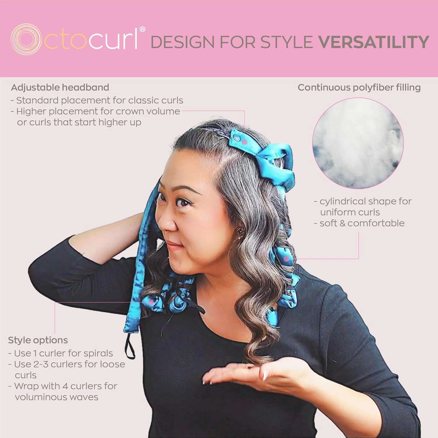 Octocurl Hair Curlers - Heatless Curls Overnight - Headband Curlers for Medium Length Hair (Jade)