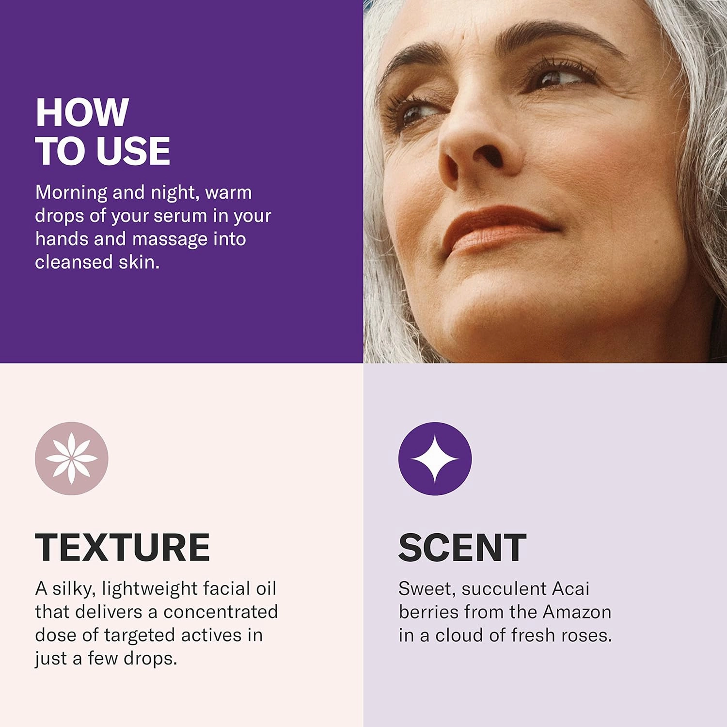 Odacité Anti Aging Serum Concentrate with Acai   Rose - Revitalizing Facial Oil, Youthful Glow, Improves Skin Tone, Wrinkles, and Firmness, Age defying, Rose Oil, 0.17 fl. oz.