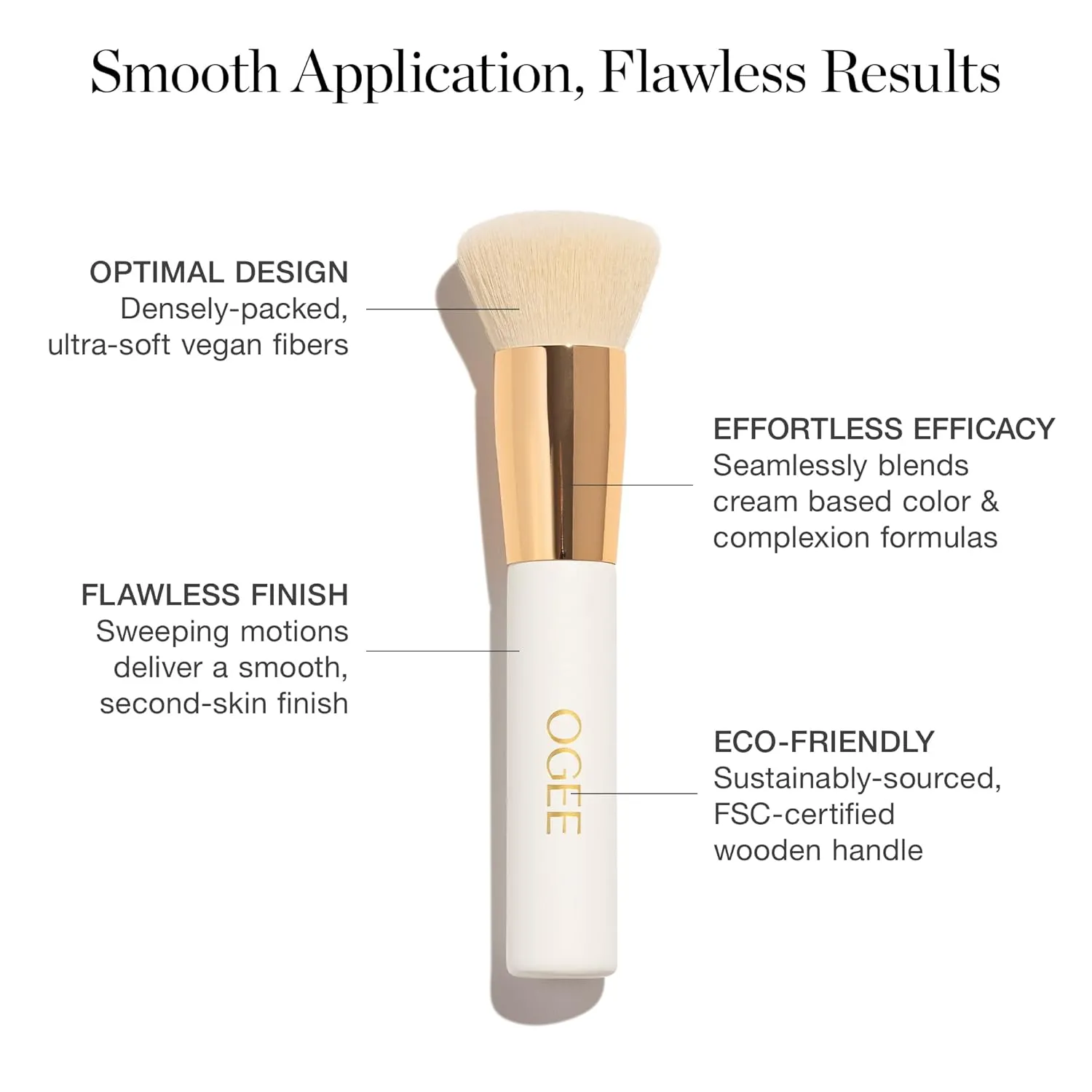 Ogee Blender Brush - Professional Quality Makeup Brush - Ultra-Soft Foundation Brush with Vegan Bristles for Flawless Makeup Application