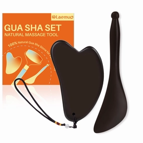 Olaemuo Bian Stone Gua Sha & Acupuncture Scraper, Gua-Sha Facial Body Tools Set for Reduce Puffiness, Acupuncture Scraper for Meridian Pain Relief, SinkCare Beauty Massager as Present for Women, Brown
