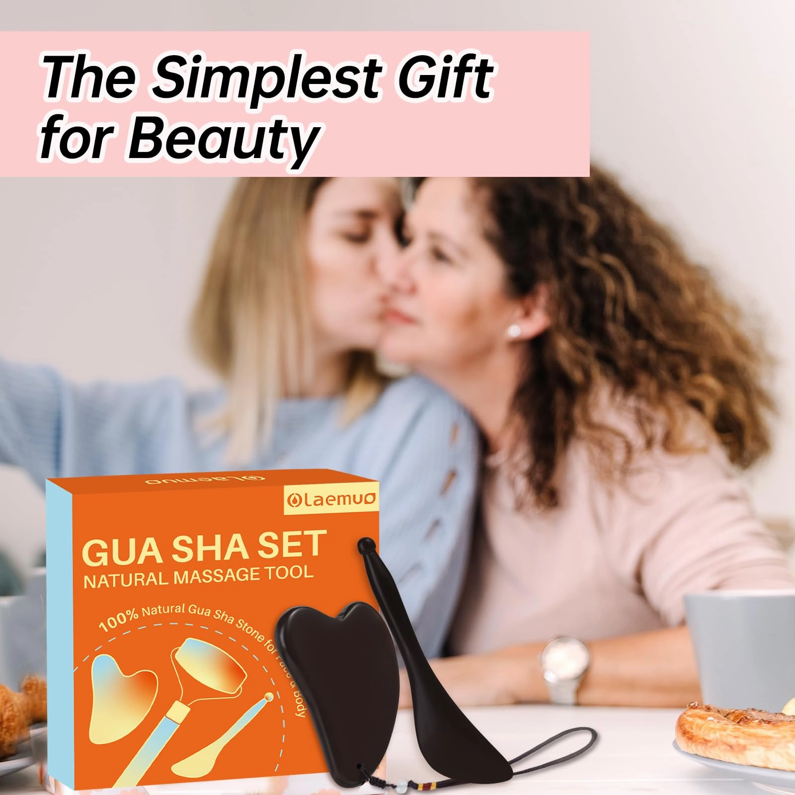 Olaemuo Bian Stone Gua Sha & Acupuncture Scraper, Gua-Sha Facial Body Tools Set for Reduce Puffiness, Acupuncture Scraper for Meridian Pain Relief, SinkCare Beauty Massager as Present for Women, Brown