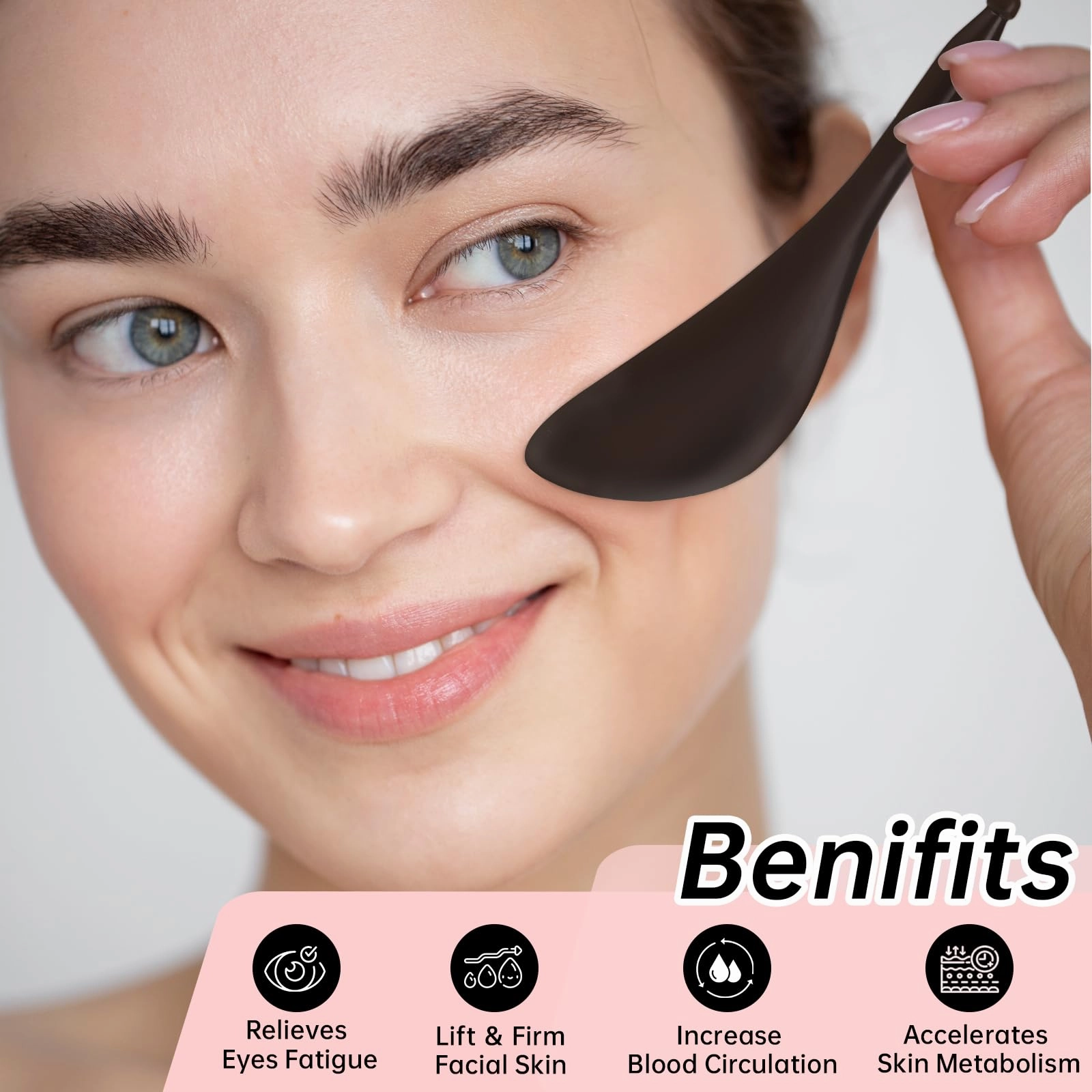 Olaemuo Bian Stone Gua Sha & Acupuncture Scraper, Gua-Sha Facial Body Tools Set for Reduce Puffiness, Acupuncture Scraper for Meridian Pain Relief, SinkCare Beauty Massager as Present for Women, Brown