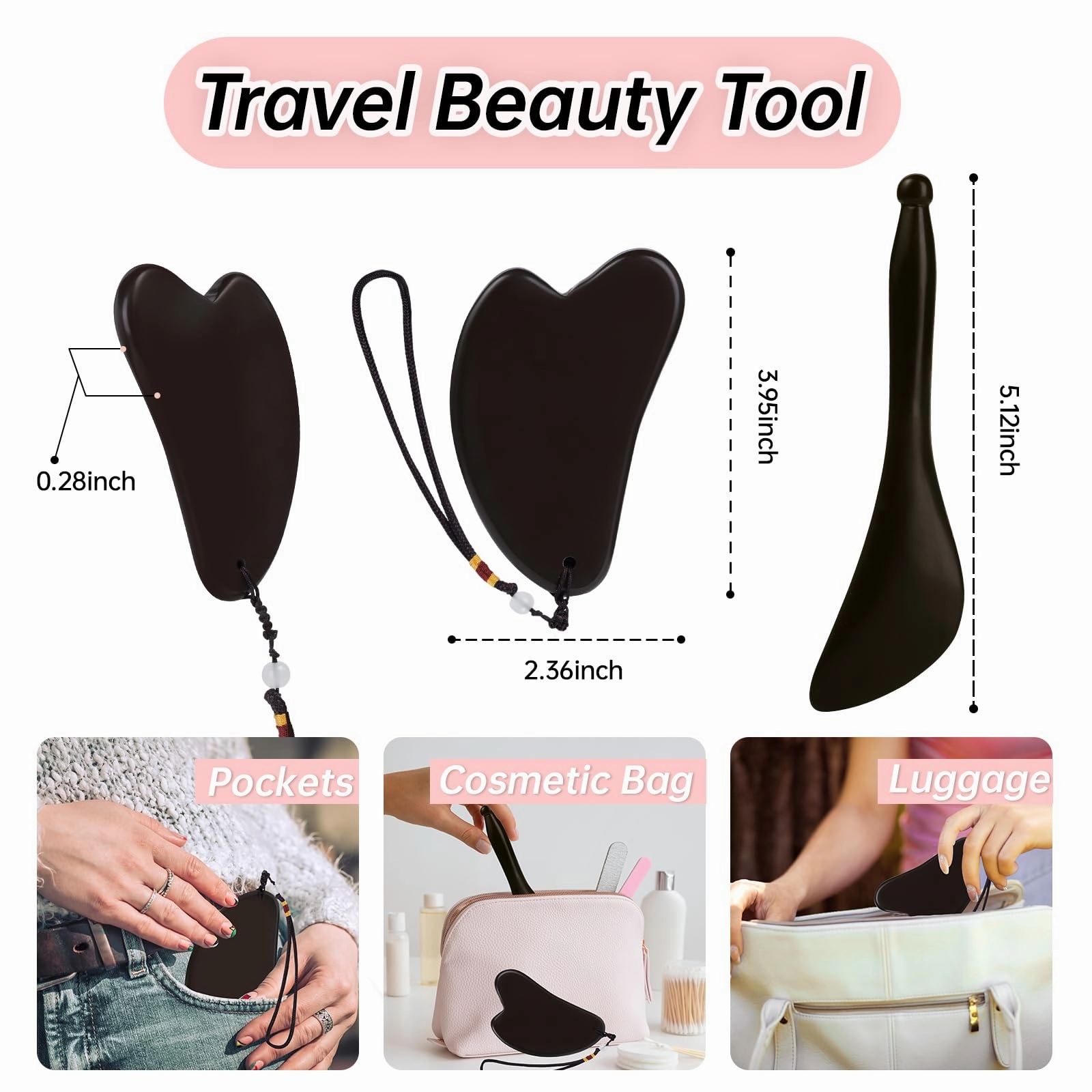 Olaemuo Bian Stone Gua Sha & Acupuncture Scraper, Gua-Sha Facial Body Tools Set for Reduce Puffiness, Acupuncture Scraper for Meridian Pain Relief, SinkCare Beauty Massager as Present for Women, Brown