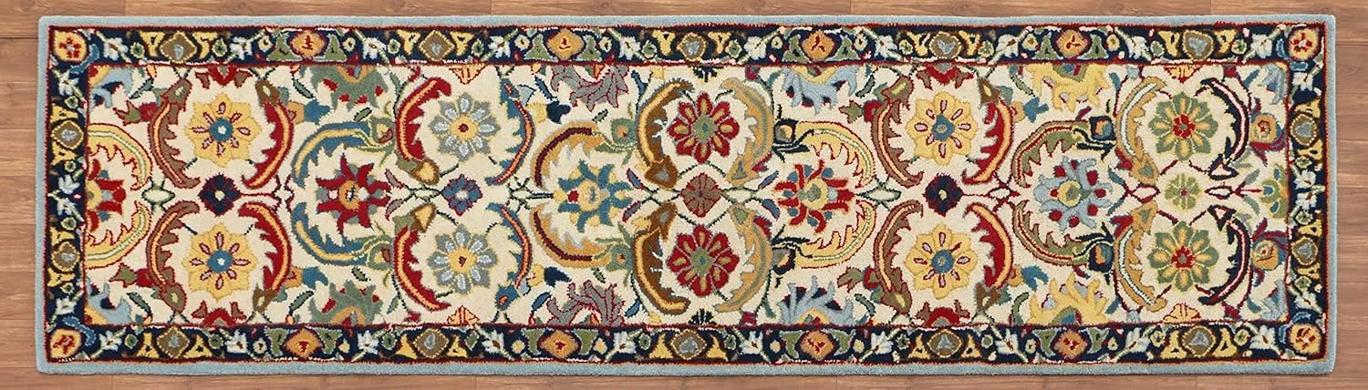 Old Hand Made Abbey Floral Traditional Oriental Style Woolen Area Rugs & Carpets (2.6x9' Runner)