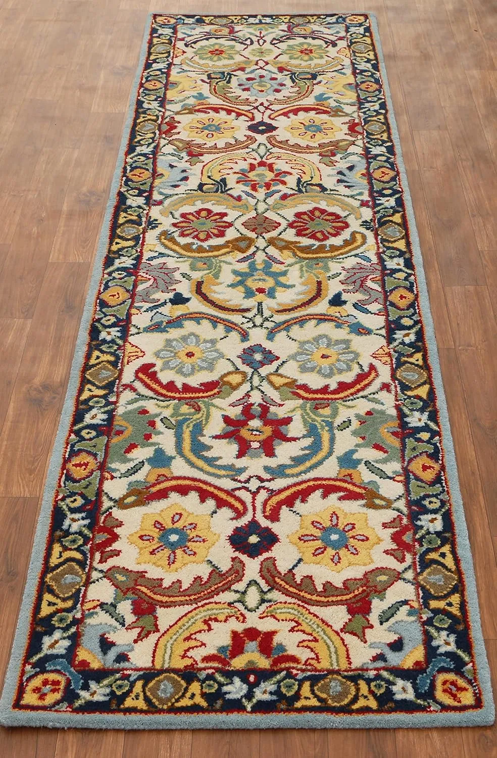 Old Hand Made Abbey Floral Traditional Oriental Style Woolen Area Rugs & Carpets (2.6x9' Runner)