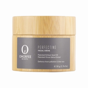 OMORFEE Organic Perfecting Facial Creme | Anti Pollution & Anti Blue Ray Daily Cream | Echium Seed, Oryza Sativa Extract, Rose Extract, Aloe Vera Extract | 50 Grams /1.76 Oz.