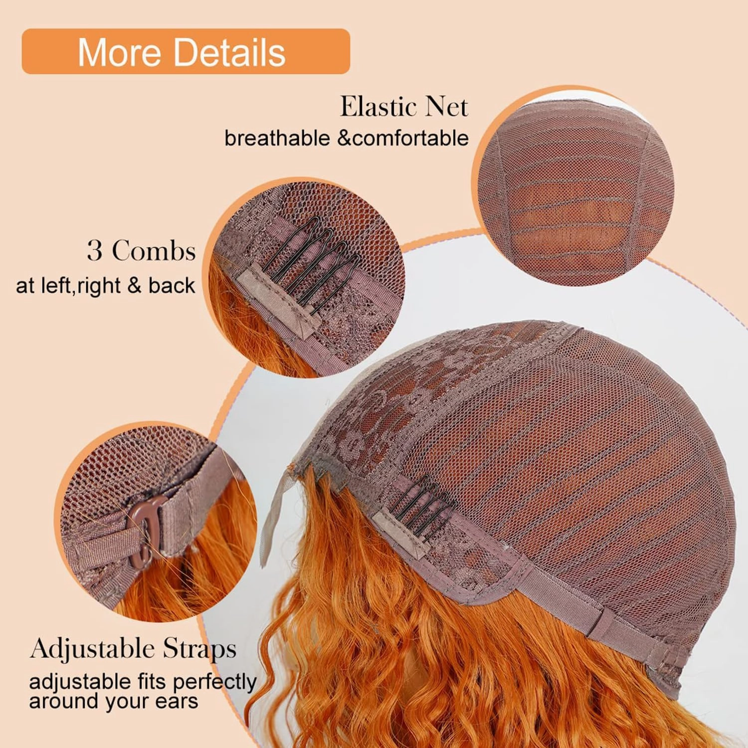 Orange Curly Wig for Women 26 Inch Long Curly Wigs Synthetic Ginger Orange Middle Part Curly Wigs for Women Daily Party Cosplay Use