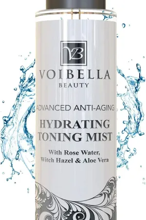 Organic Hydrating Toner for Face Anti-Aging - Rose Water, Witch Hazel & Aloe Vera Toning Facial Mist for Women. Natural Skin Moisturizing Rosewater Spray. Oil Free, Pure, Fresh & Pore Tight