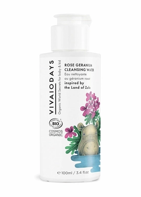 Organic Rose Geranium Cleansing Water -Quick Clean up for Baby & Gentle Makeup Remover (3.4 oz | 100 ml)