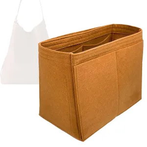 Organizer for Low Key Hobo PM | MM, Felt Insert with Key Chain, Reinforced Base, Trapezoid Shape (MM, GoldBrown)