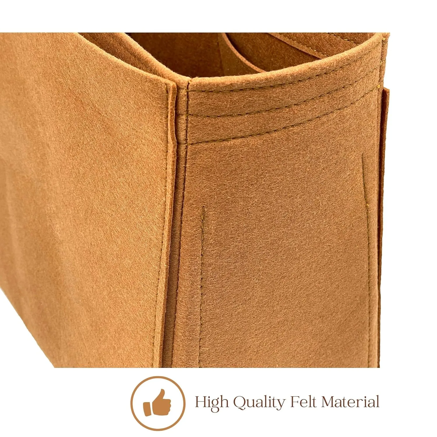Organizer for Low Key Hobo PM | MM, Felt Insert with Key Chain, Reinforced Base, Trapezoid Shape (MM, GoldBrown)