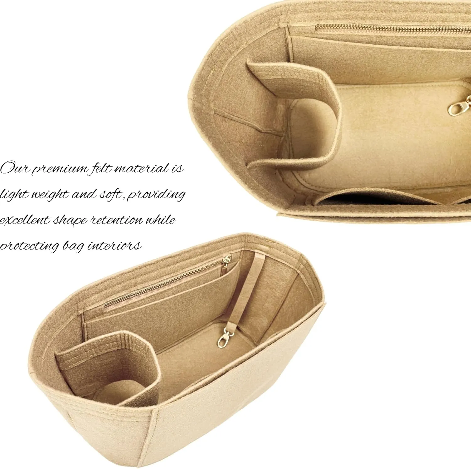 Organizer for Piano, Mezzo Bag, Felt Insert, Oblong Shape (Piano, Latte)