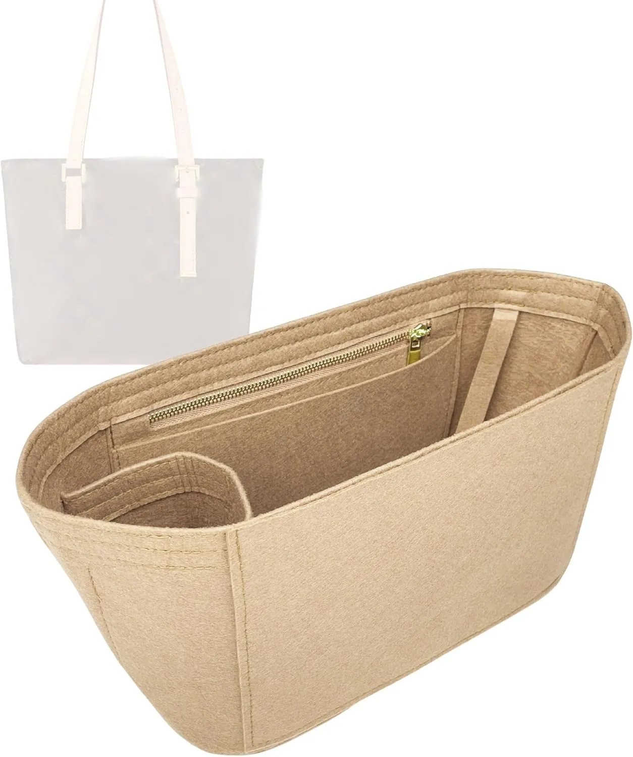 Organizer for Piano, Mezzo Bag, Felt Insert, Oblong Shape (Piano, Latte)
