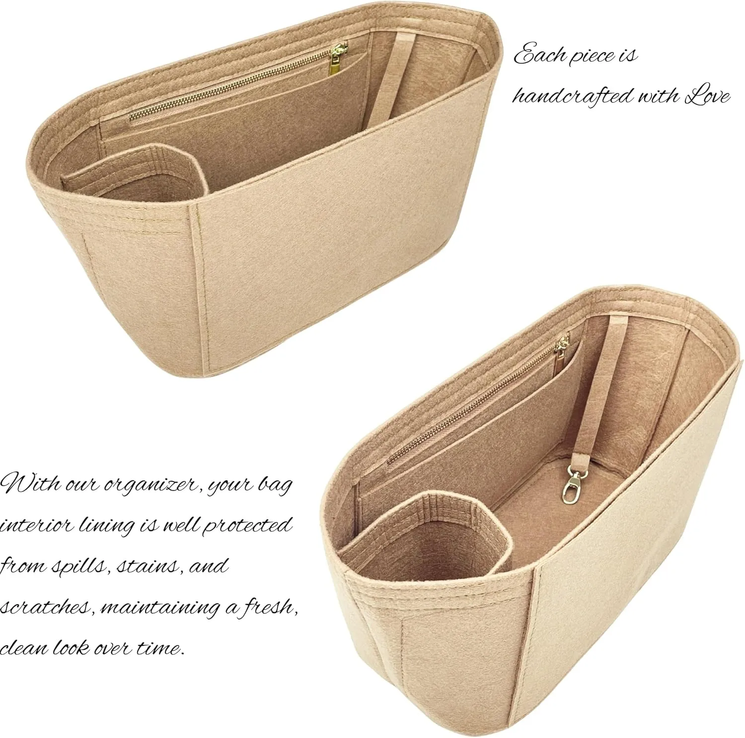 Organizer for Piano, Mezzo Bag, Felt Insert, Oblong Shape (Piano, Latte)