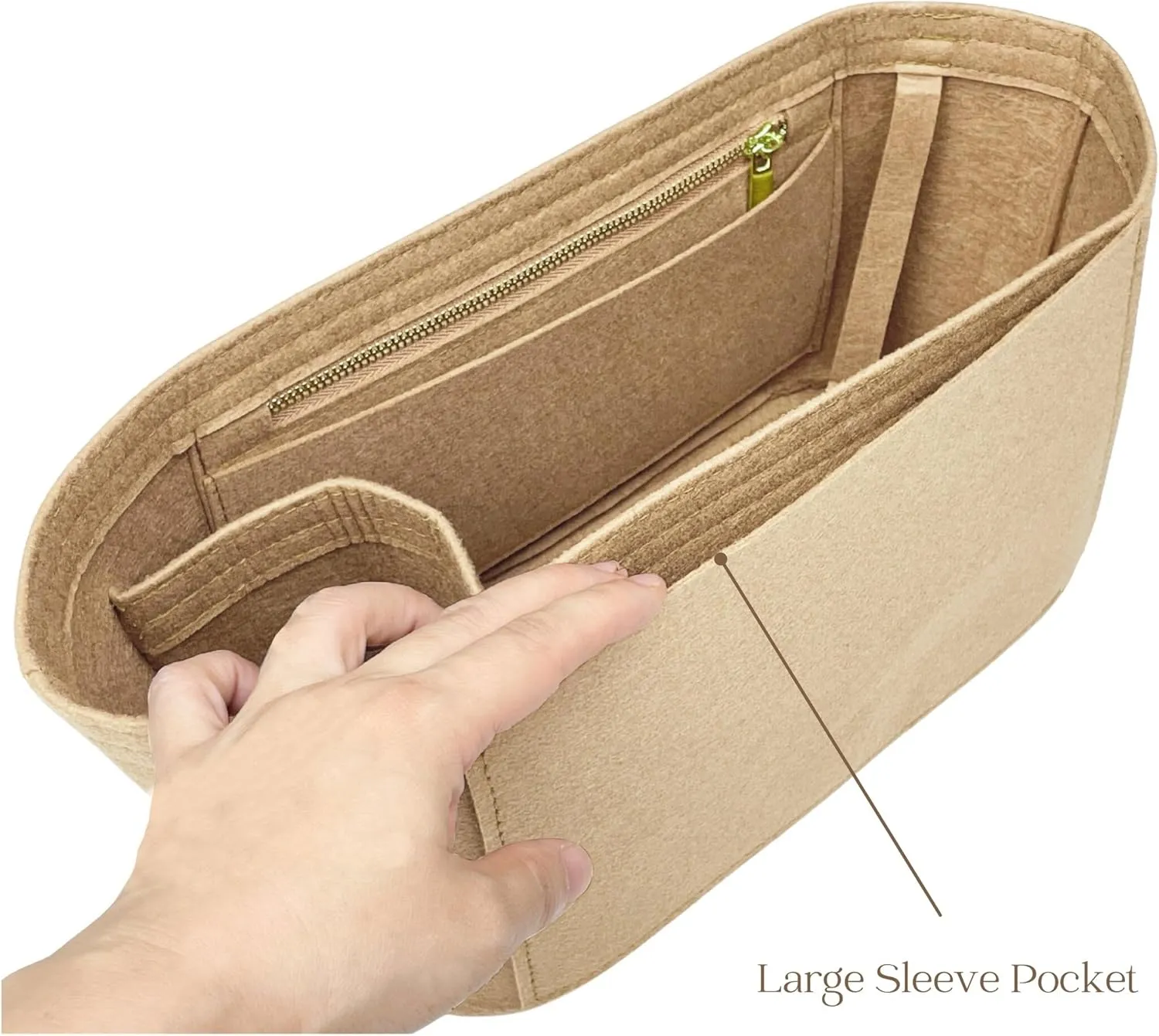 Organizer for Piano, Mezzo Bag, Felt Insert, Oblong Shape (Piano, Latte)