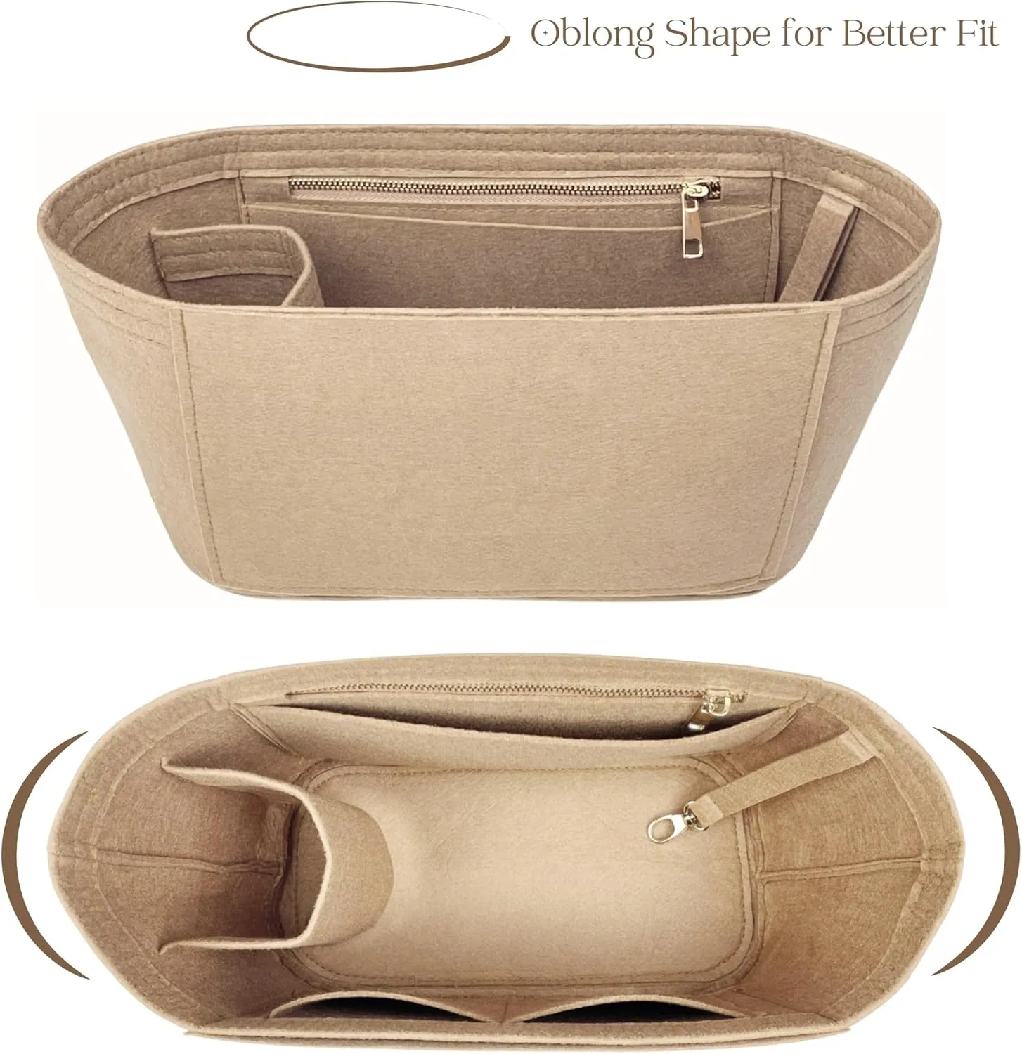 Organizer for Piano, Mezzo Bag, Felt Insert, Oblong Shape (Piano, Latte)
