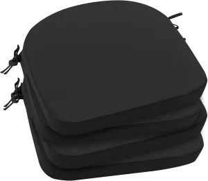 Outdoor Chair Cushions Set of 4: Waterproof & Fade Resistant Patio Furniture Cushions - 17 x 16 x 2 Inch Non Slip Round Corner Seat Cushion Pads with Removable Cover for Garden Yard Lawn, Black