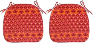 Outdoor Seat Cushions Set of 2 Patio Chair Cushions with Ties 16x17 Inch Red Geometry U-Shape Chair Pads for Outdoor Patio Furniture Garden Home Office