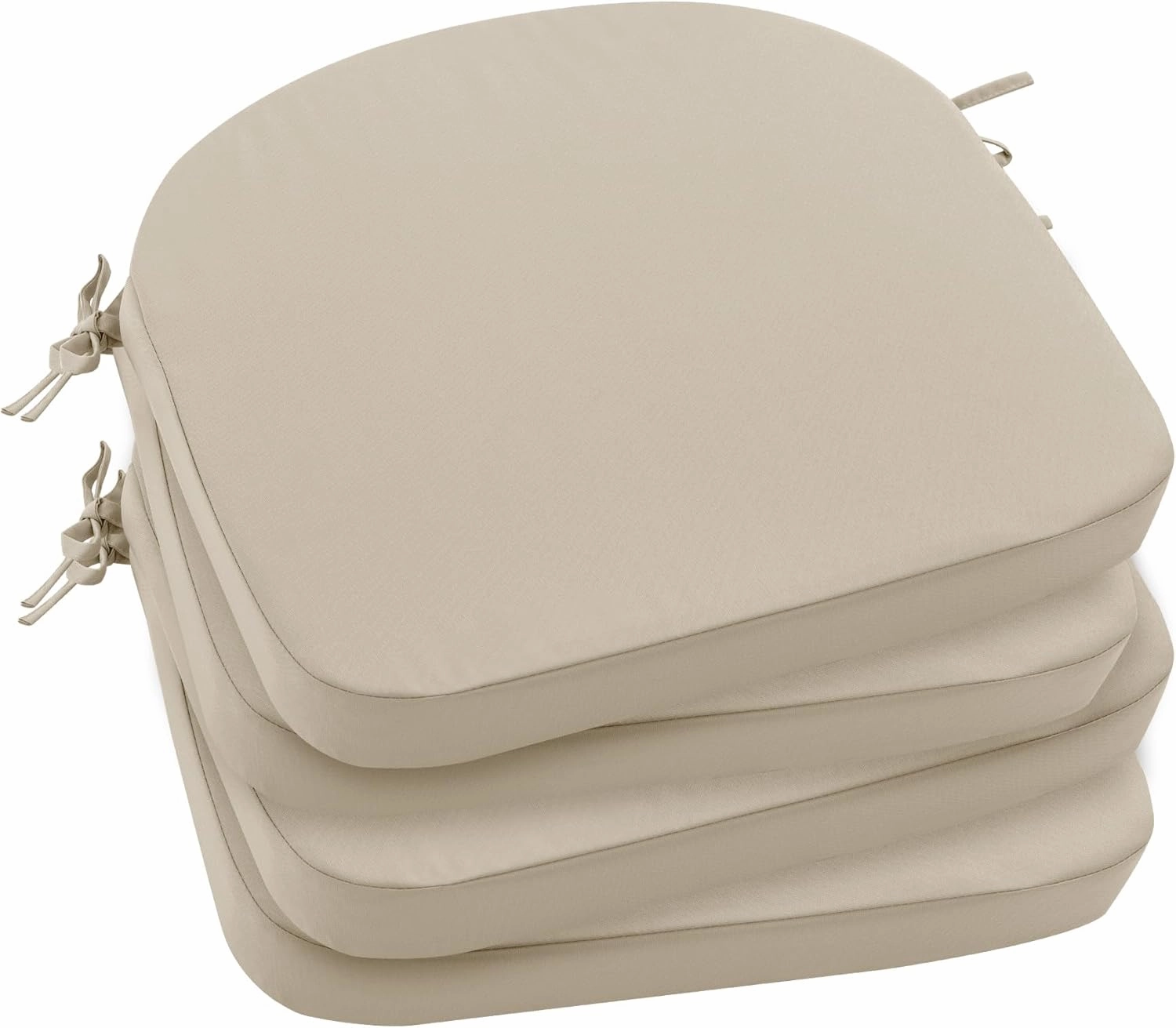 Outdoor Chair Cushions Set of 4: Waterproof & Fade Resistant Patio Furniture Cushions - 17 x 16 x 2 Inch Non Slip Round Corner Seat Cushion Pads with Removable Cover for Garden Yard Lawn, Cream