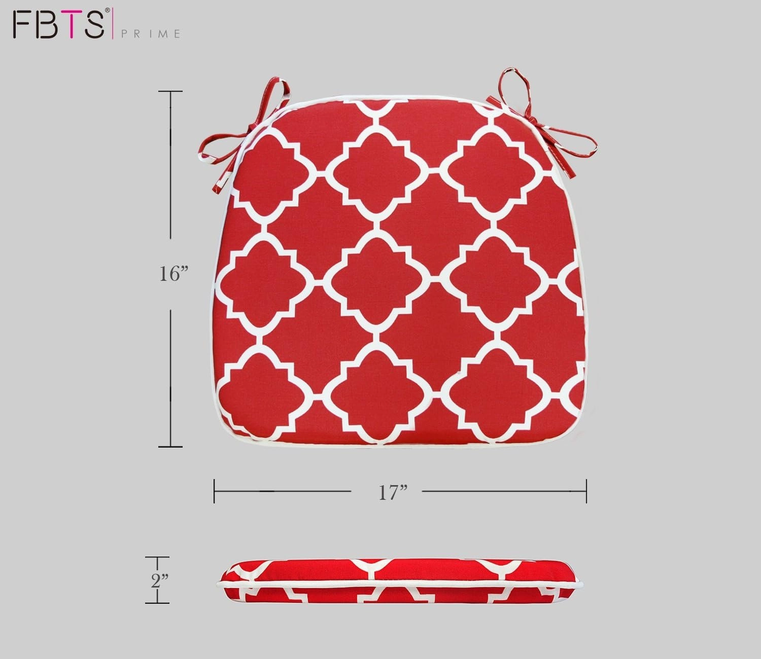 Outdoor Seat Cushions Set of 2 Patio Chair Cushions with Ties 16x17 Inch Red Geometry U-Shape Chair Pads for Outdoor Patio Furniture Garden Home Office