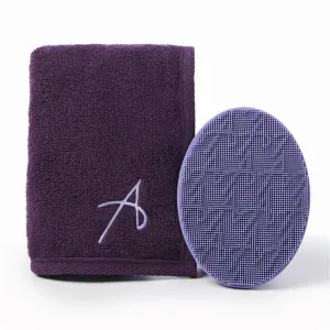 Oval Brush Cleaning Pad and Drying Towel Set – Deep Cleansing Silicone Pad with Soft Towel for Effective Brush Cleaning and Quick Drying
