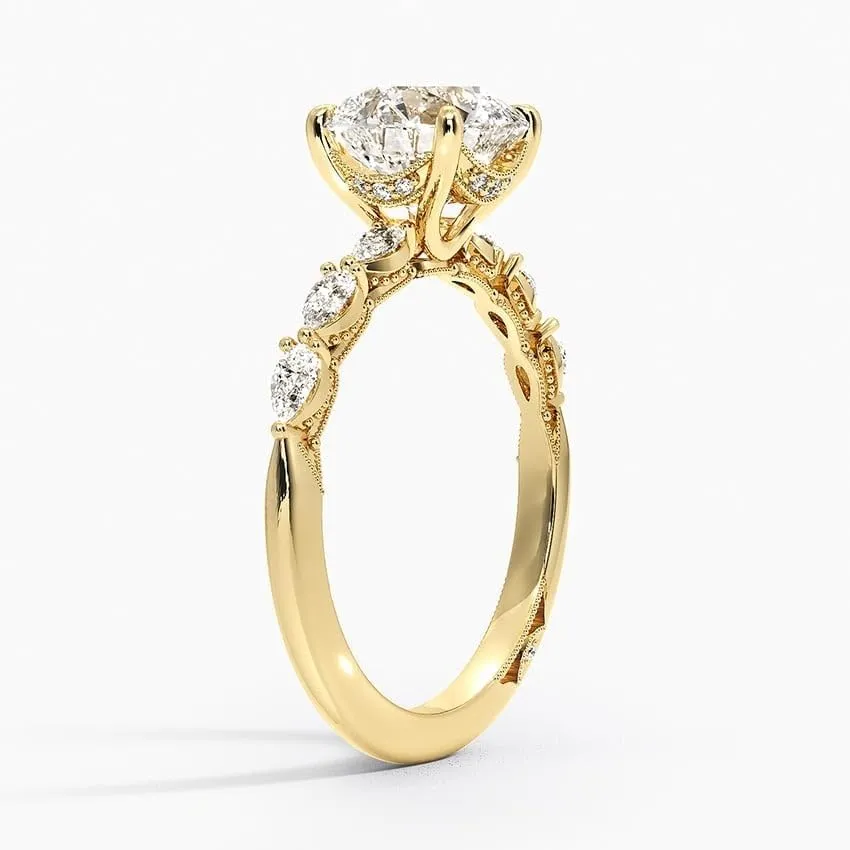 Oval Cut 10K 14K 18K Gold Moissanite Engagement Ring, 1 to 3.70 Ct Tacori Sculpted Wedding Promise Ring, Moissanite Bridal Set, Women's Wedding Gifts