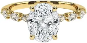 Oval Cut 10K 14K 18K Gold Moissanite Engagement Ring, 1 to 3.70 Ct Tacori Sculpted Wedding Promise Ring, Moissanite Bridal Set, Women's Wedding Gifts