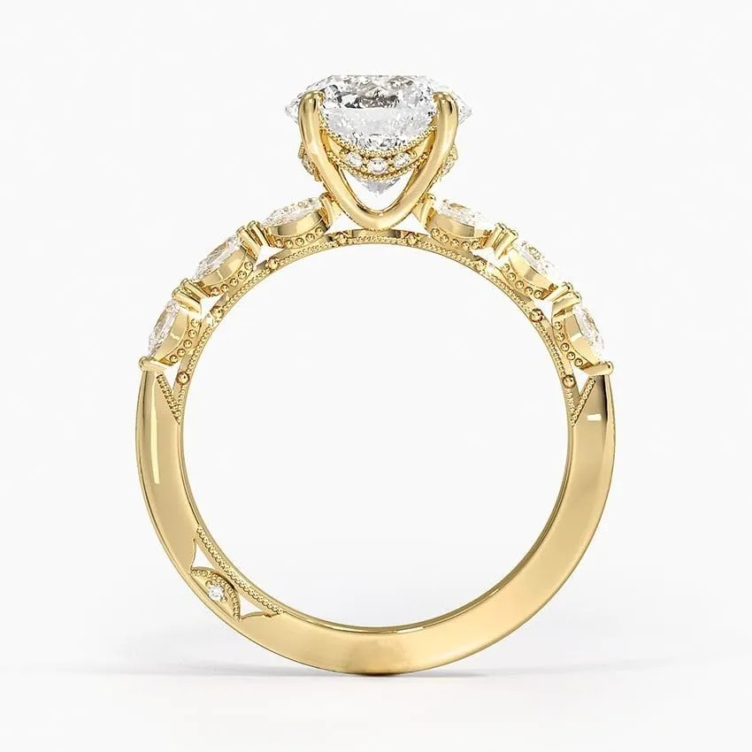 Oval Cut 10K 14K 18K Gold Moissanite Engagement Ring, 1 to 3.70 Ct Tacori Sculpted Wedding Promise Ring, Moissanite Bridal Sets, Women's Wedding Gifts