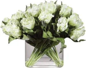Oval White Double Tulip Bouquet Centerpiece Vase Spring Blossom