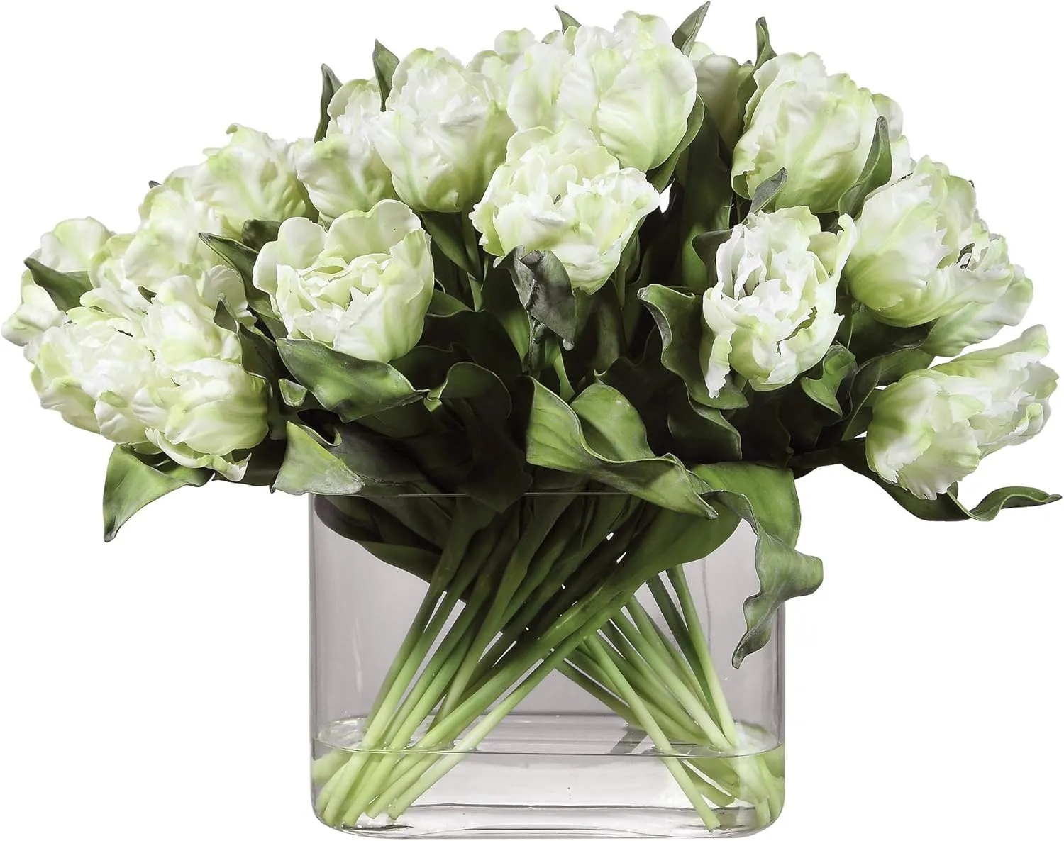 Oval White Double Tulip Bouquet Centerpiece Vase Spring Blossom