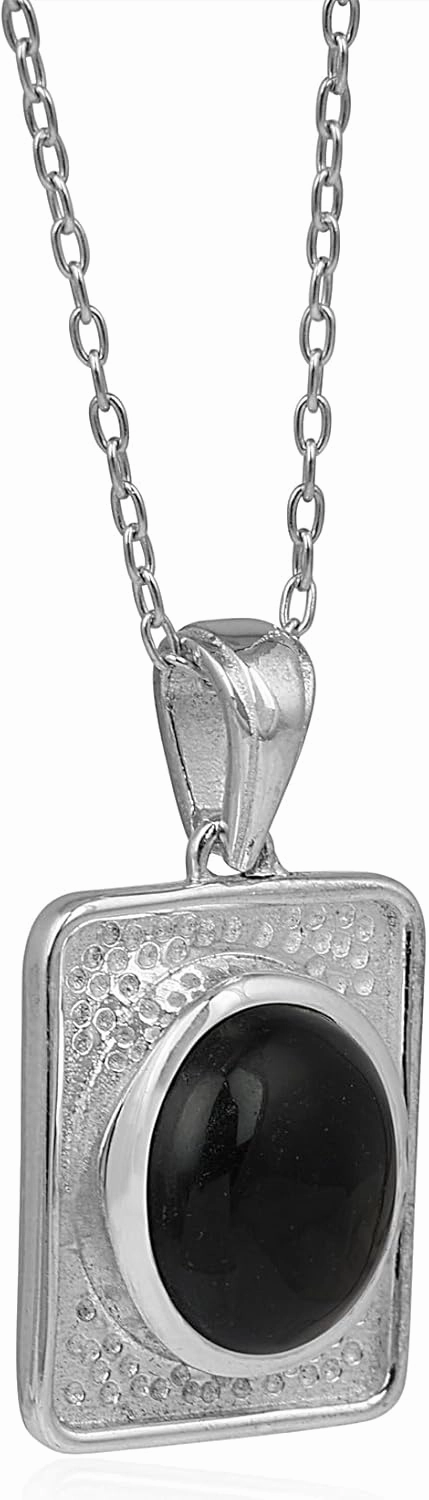 Oval Shape Genuine Gemstone Pendant Jewelry For Women 925 Sterling Silver Handmade 18 Inch Chain Necklace