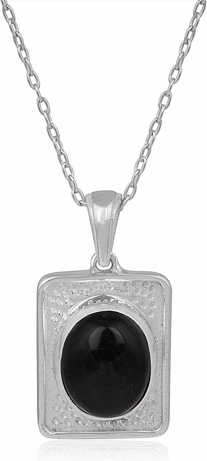 Oval Shape Genuine Gemstone Pendant Jewelry For Women 925 Sterling Silver Handmade 18 Inch Chain Necklace