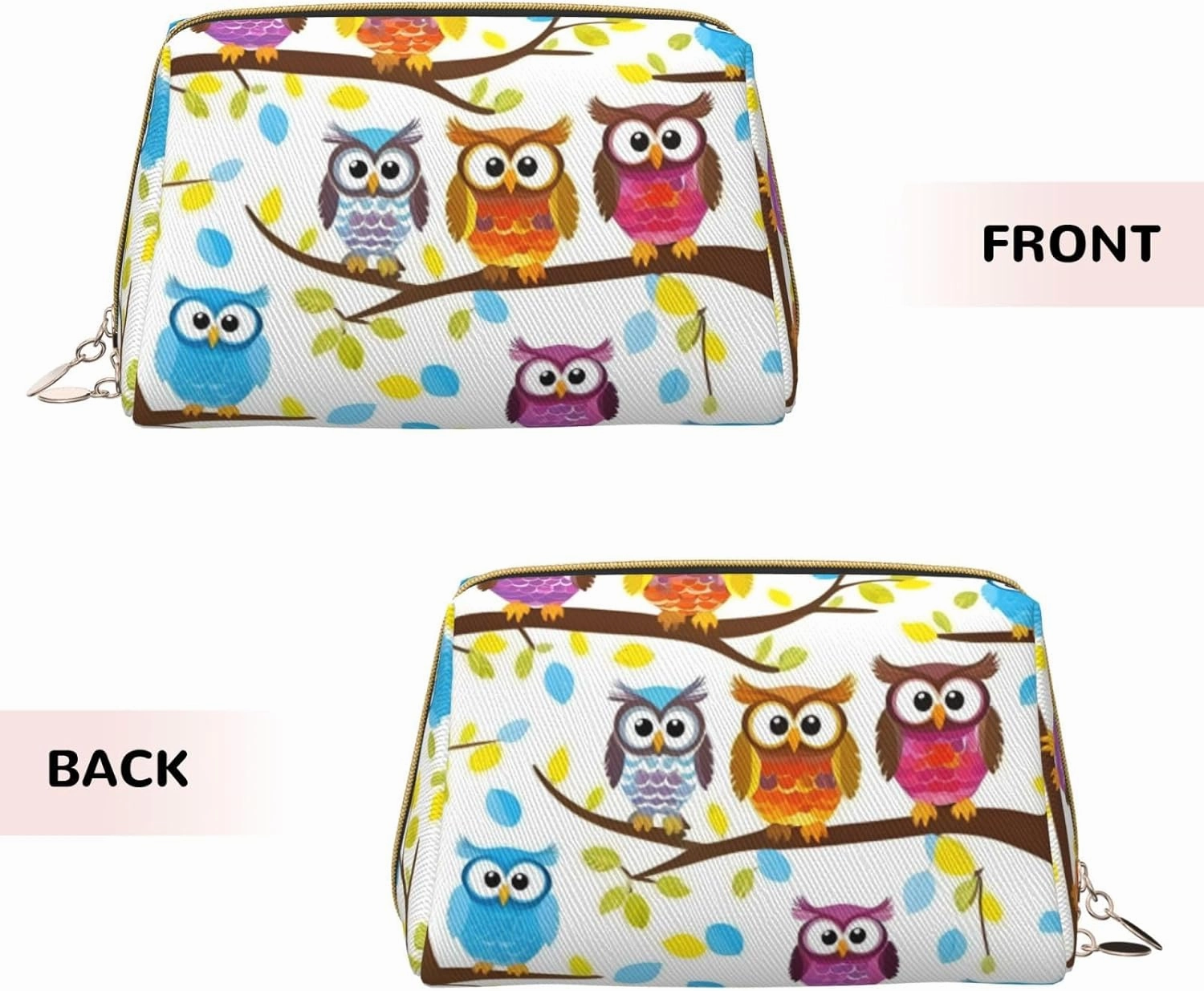 Owls On Tree Branches Toiletry Pouch, Travel-Friendly Makeup Organizer For Makeup Brushes, Lipsticks