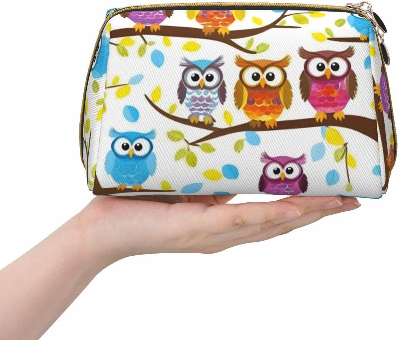Owls On Tree Branches Toiletry Pouch, Travel-Friendly Makeup Organizer For Makeup Brushes, Lipsticks