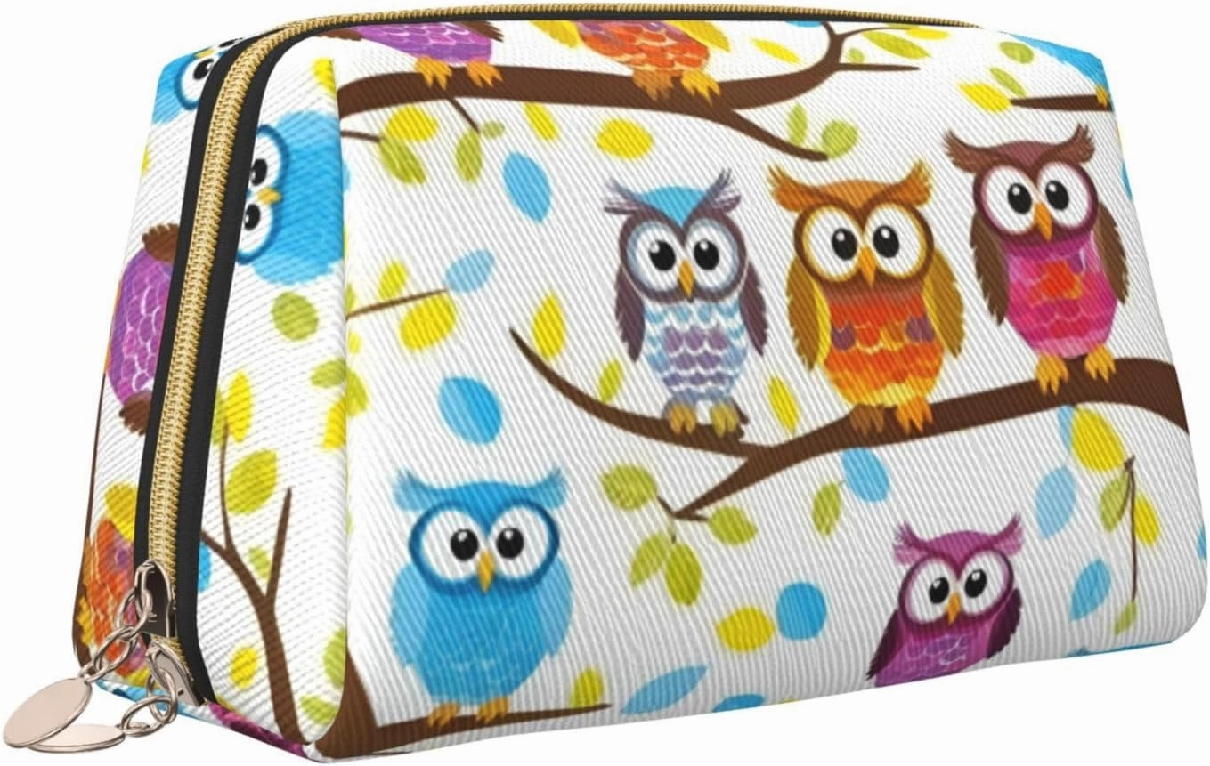 Owls On Tree Branches Toiletry Pouch, Travel-Friendly Makeup Organizer For Makeup Brushes, Lipsticks