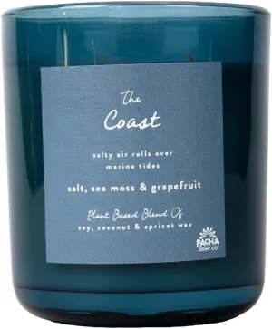 Pacha Soap Co. Origins & Elements Candle Collection, The Coast, 12 oz - Naturally Derived, Clean Burning, Plant-Based Blend of Soy, Coconut & Apricot Wax, Lead-Free Wick, Cruelty-Free, Recyclable