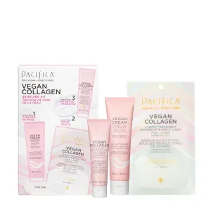Pacifica Beauty | Vegan Collagen Trial/Value Kit | 3-Piece Skin Care Gift Set | Travel Friendly | Under Eye Patches, Overnight Face Mask, & Face Wash/Cleanser | Vitamin C   E, Hyaluronic Acid | Pink