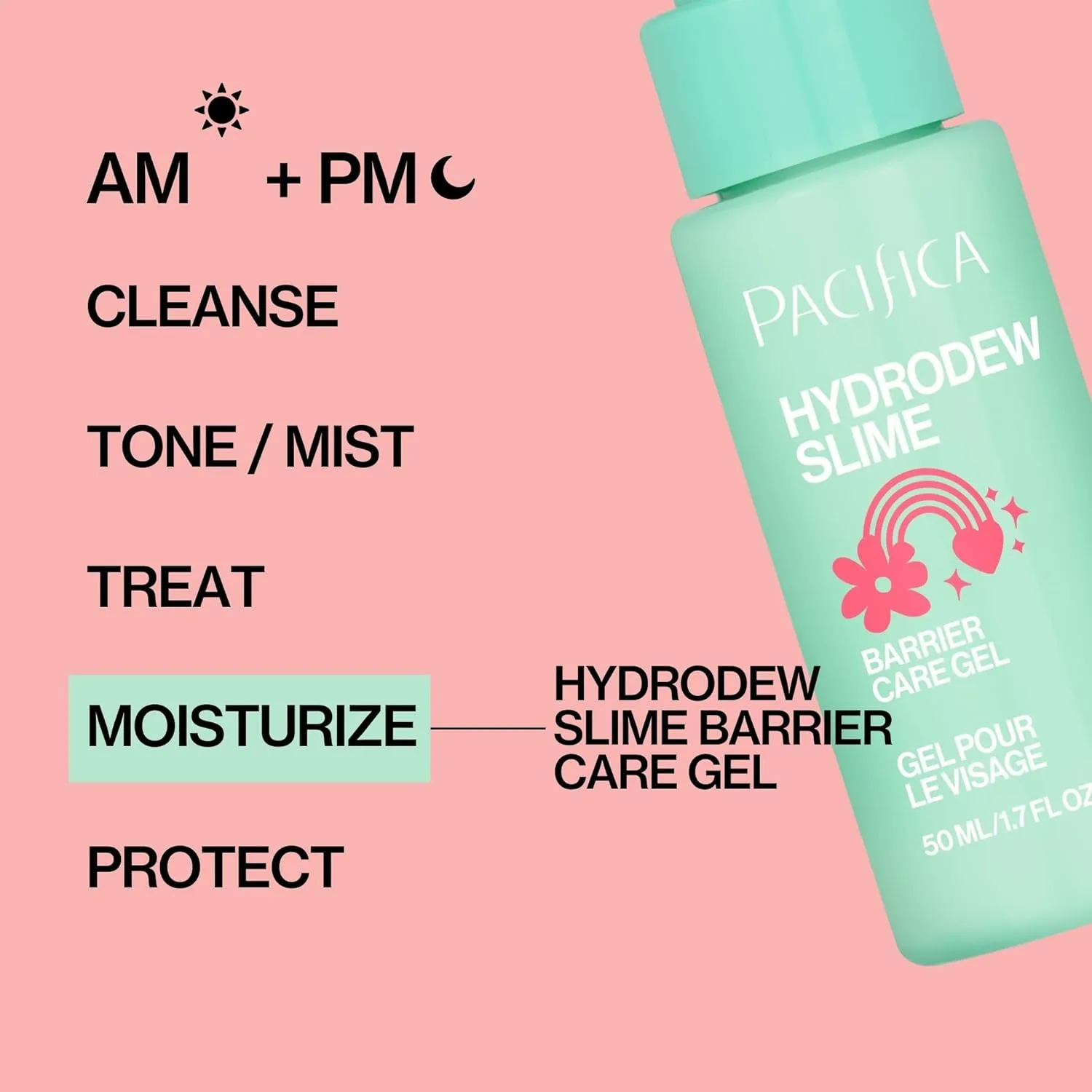 Pacifica Hydrodew Slime Vegan Snail Mucin Barrier Face Moisturizing Gel, Hydrating For Smoothing & Refining Skin, Vegan & Cruelty-Free