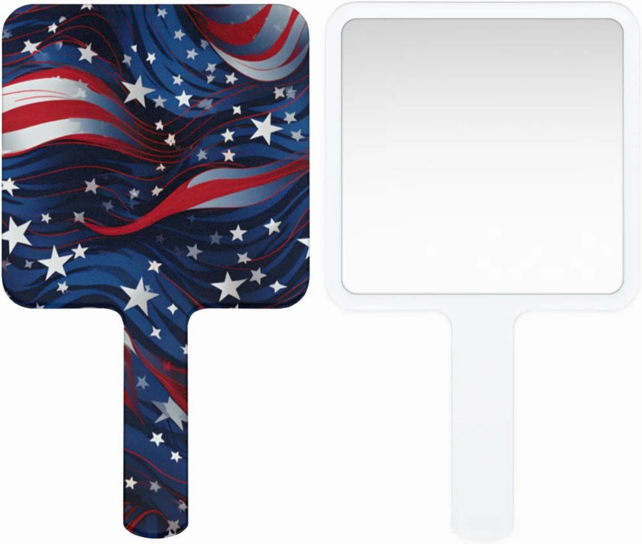 Pardick Compact Round Handheld Travel Mirror - 6.7x3.95 Inches, Ultra-Portable & Crystal-Clear, Cute Stuff for Women, Stars and Stripes Makeup Mirror