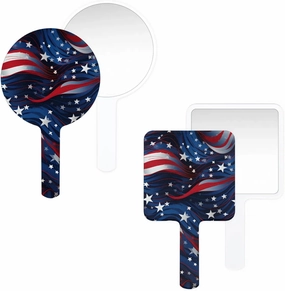 Pardick Compact Round Handheld Travel Mirror - 6.7x3.95 Inches, Ultra-Portable & Crystal-Clear, Cute Stuff for Women, Stars and Stripes Makeup Mirror