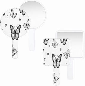 Pardick Compact Square Handheld Travel Mirror - 6.2x3.6 Inches, Ultra-Portable & Crystal-Clear, Cute Stuff for Women, Active Butterfly Makeup Mirror