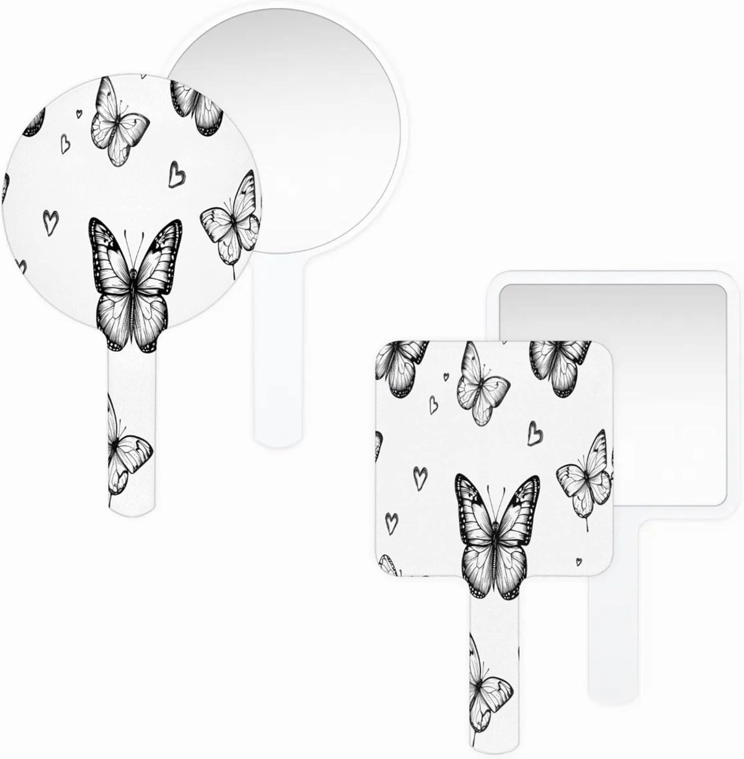 Pardick Compact Square Handheld Travel Mirror - 6.2x3.6 Inches, Ultra-Portable & Crystal-Clear, Cute Stuff for Women, Active Butterfly Makeup Mirror