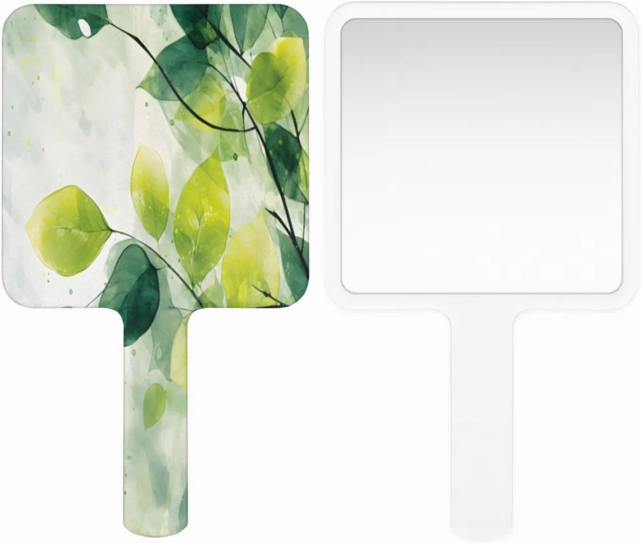 Pardick Compact Square Handheld Travel Mirror - 6.2x3.6 Inches, Ultra-Portable & Crystal-Clear, Cute Stuff for Women, Ancient Leaf Makeup Mirror