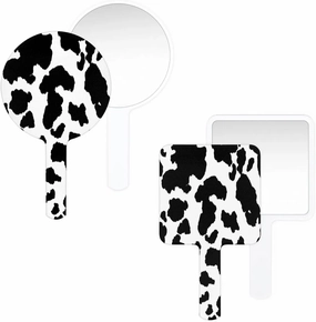 Pardick Compact Square Handheld Travel Mirror - 6.2x3.6 Inches, Ultra-Portable & Crystal-Clear, Cute Stuff for Women, Animal Cow Print Makeup Mirror