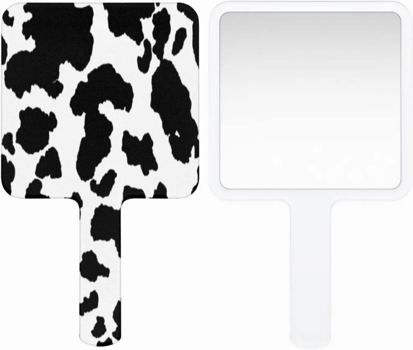 Pardick Compact Square Handheld Travel Mirror - 6.2x3.6 Inches, Ultra-Portable & Crystal-Clear, Cute Stuff for Women, Animal Cow Print Makeup Mirror