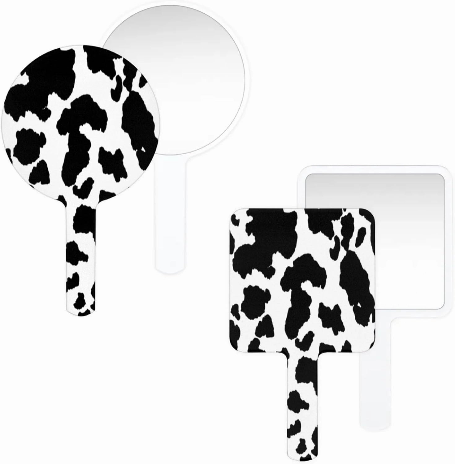 Pardick Compact Square Handheld Travel Mirror - 6.2x3.6 Inches, Ultra-Portable & Crystal-Clear, Cute Stuff for Women, Animal Cow Print Makeup Mirror