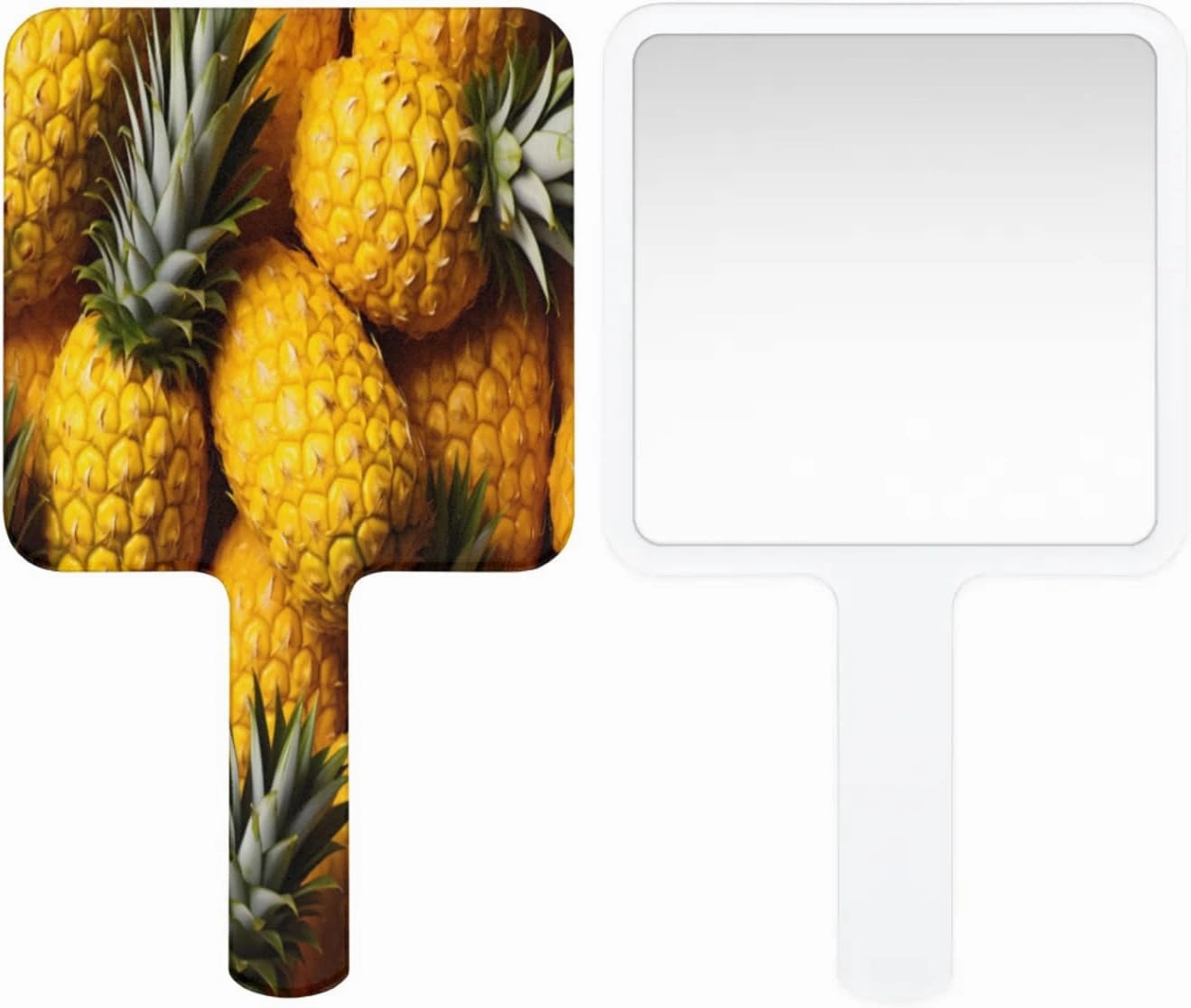 Pardick Compact Square Handheld Travel Mirror - 6.2x3.6 Inches, Ultra-Portable & Crystal-Clear, Cute Stuff for Women, Bright Pineapples Makeup Mirror