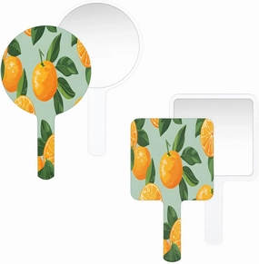 Pardick Compact Square Handheld Travel Mirror - 6.2x3.6 Inches, Ultra-Portable & Crystal-Clear, Cute Stuff for Women, Delicate Oranges Makeup Mirror