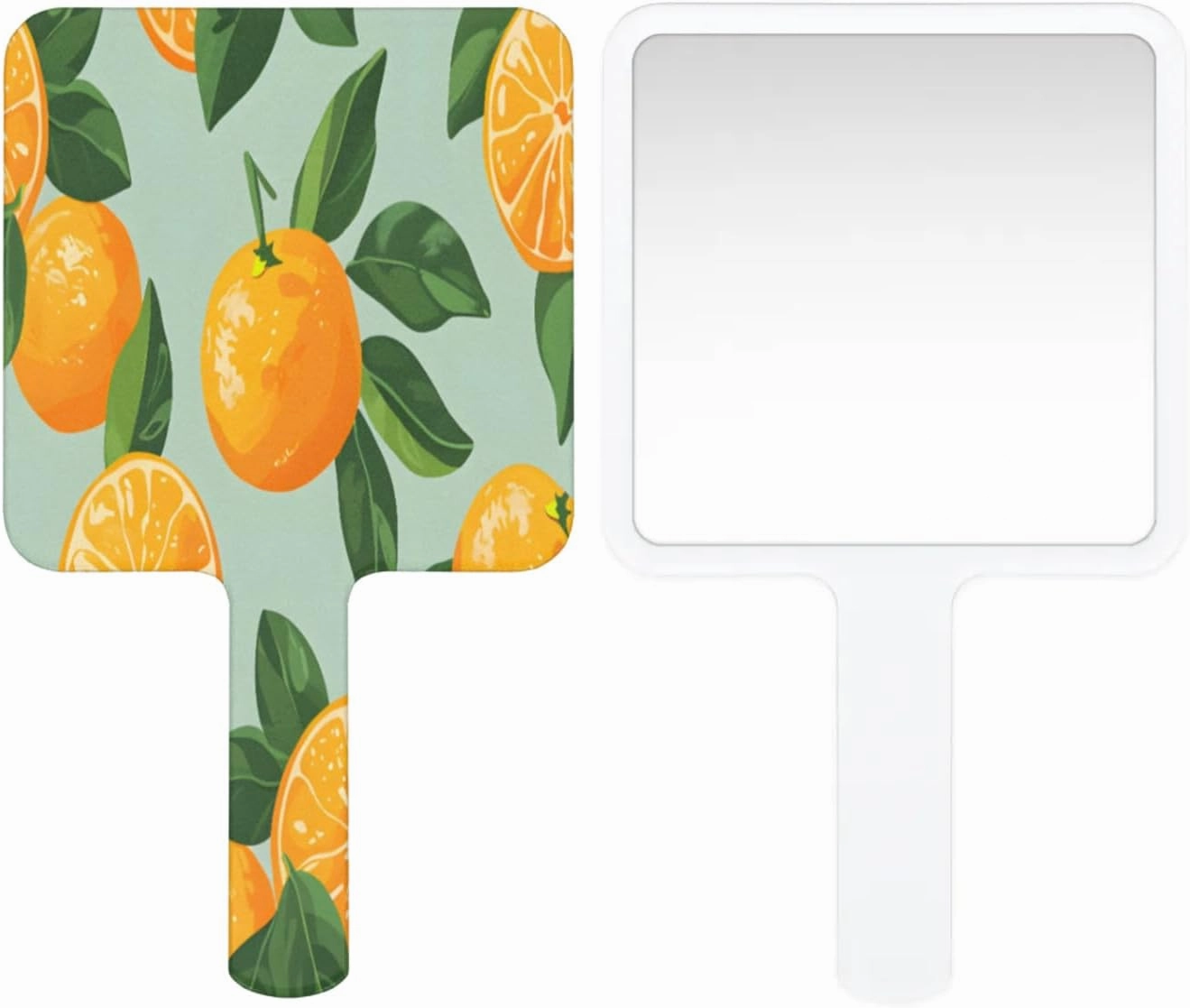 Pardick Compact Square Handheld Travel Mirror - 6.2x3.6 Inches, Ultra-Portable & Crystal-Clear, Cute Stuff for Women, Delicate Oranges Makeup Mirror