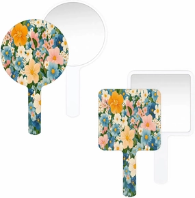 Pardick Compact Square Handheld Travel Mirror - 6.2x3.6 Inches, Ultra-Portable & Crystal-Clear, Cute Stuff for Women, Flowers Makeup Mirror